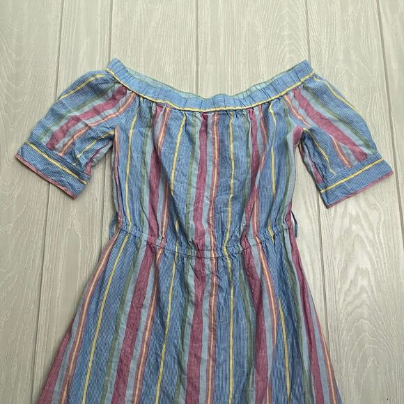 Frame Women's Blue & Purple Multi Linen Striped Mini Dress Size Small - Picture 4 of 11